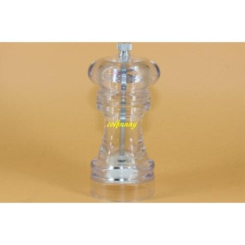 50pcs/lot Fast shipping 6" Transparent Salt pepper Mill grinder Manual Pepper Grinder Salt Spices Mill Shaker Grinding Tool