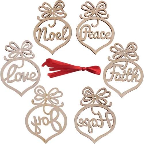 6Pc Merry Christmas Decorations Wooden Hollow Ornament Tree Hanging Pendant For Home Decoration Xmas Decor