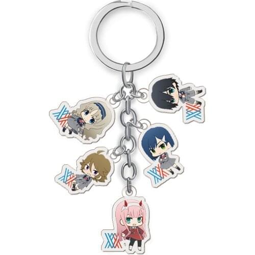 Anime Acrylic Keychain DARLING in the FRANXX Two Side Print Car Key Chain Cartoon Figure Holder Best Friend Keyring Gift
