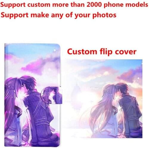 DIY Phone bag Personalized custom photo Picture PU leather case flip cover for Samsung S5 S6 S7 edge S8 Plus NOTE 3 4 5