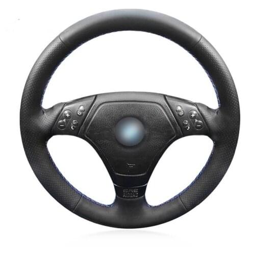 Black Leather DIY Car Steering Wheel Cover for BMW E36 E46 E39