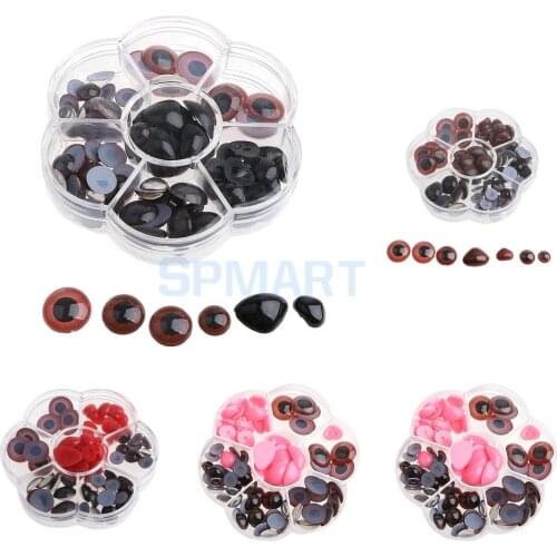 90Pcs Safety Doll Nose Craft Eyes for Doll Puppet Bear Felting Toy Arts Making in Assorted Size - Coffee