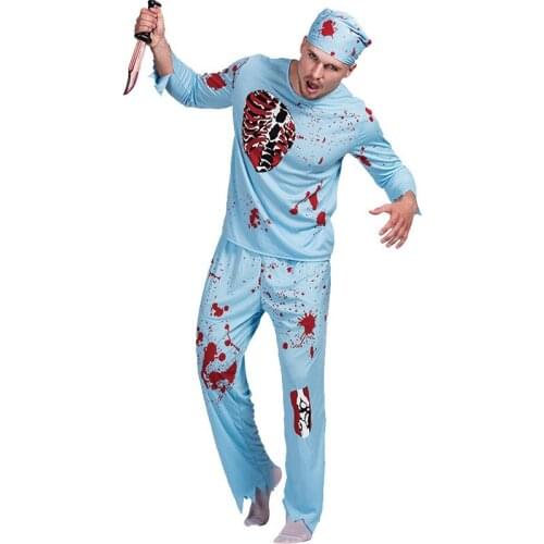 Halloween Costume for Adult Men Zombie Doctor Costume Scary Vampire Costume Horror Party Cosplay