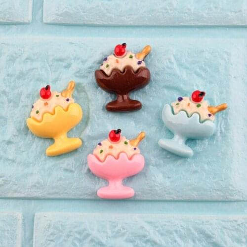 New Arrival Kawaii Resin Cabochon Flatback Cute Cupcake Fruit Ice Cream DIY Jewelry Findings Accessories Material 10pcs 27*30mm