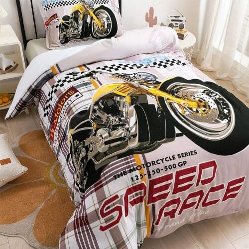 3D Motorcycle Sports Bedding Set Printed Pillow Case Quilt Cover Double Large Household Textile Products Decoration Teen Room