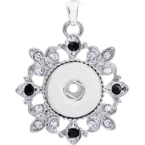 Hot Sale Flowers 210 Rhinestone Snaps Button Necklace Pendant Necklace Fit 18mm Buttons For Women Charm jewelry
