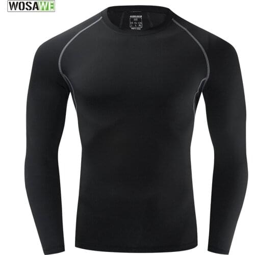 Men Long Sleeve Cycling Base Layers Fitness Bodybuilding Skin MTB Tight Compression Shirts Workout Jerseys Bicycle Underwear