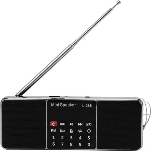 Mini Portable Rechargeable Stereo L-288 FM Radio Speaker LCD Sn Support TF Card USB Disk MP3 Music Player Loudspeaker(Black)