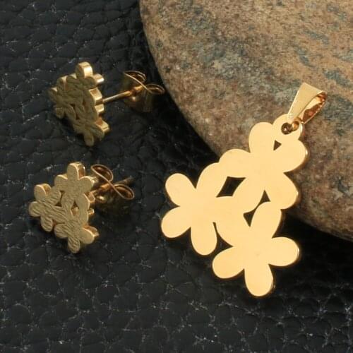 Fashion Style Stainless Steel Jewelry Sets For Women Gold Color Pendants And Earrings SFXZBPAF