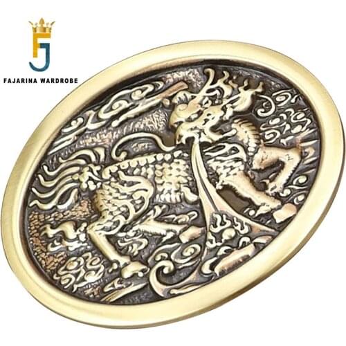 FAJARINA Mens Design Chinese Dragon Pattern Slide Styles Buckles Solid Brass Belt Buckle Only for 3.6-3.9cm Wide Belts BCK008