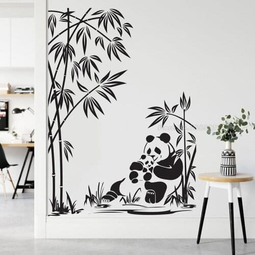 Cute Panda Pattern Wall Sticker For Home Decor Living Room Kids Room Decor Accessories Nature Plant Bamboo Vinyl Decal LL2604