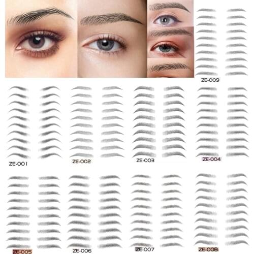 New 6D Eyebrow Sticker Bionic Tattoo Semi-Permanent Water Transfer 6D Eyebrows Sticker Long Lasting False Tattoo Eye Brow Decal