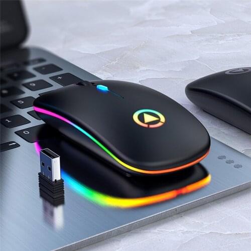 Rechargeable Wireless Mouse Office Home Silent Ergonomic RGB LED Backlit 2.4Ghz USB Optical Mice For Laptop Computer New