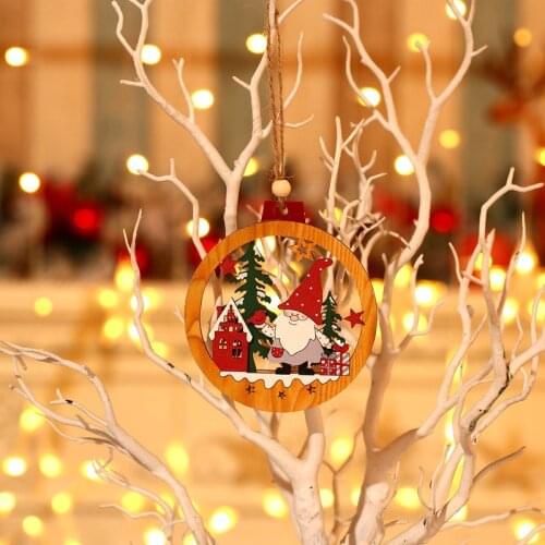 2021 New Woodden Pendants Xmas Navidad Christmas Tree Decorations Christmas Decorations for Home DIY Kids Gifts New Year 2022