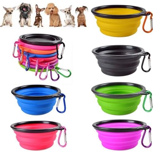 Portable Foldable Collapsible Pet Cat Dog Food Water Feeding Travel Bowl Silicone Pet Cat Dog Food Water Feeding Travel Bowl