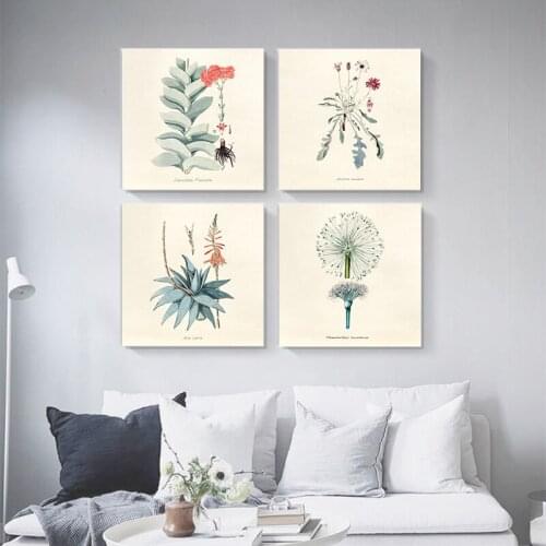 Nordic Posters And Prints Vintage Romantic Flower Art Green Plant Canvas Painting Wall Art Print For Living Room Home Decor