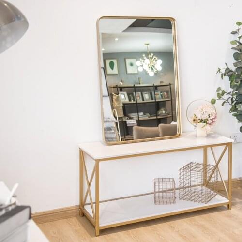 Side Table End Table N2-Tier Console Table Gold Sofa Entry Table with Faux Marble Top and Gold Metal Frame for Living Room