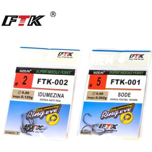 FTK 8-10pcsFishing Hooks 2-22# SODE and IDUMEZINA High Carbon Steel Barbed Carp Fishing Single Hook Lake River peche