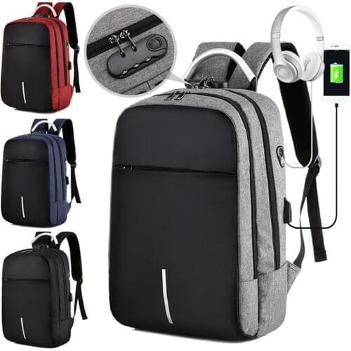 Anti-Theft Lock Laptop Backpack With USB Charging Port Student Bags With Strap Card Holder Computer Rucksack Business Pack