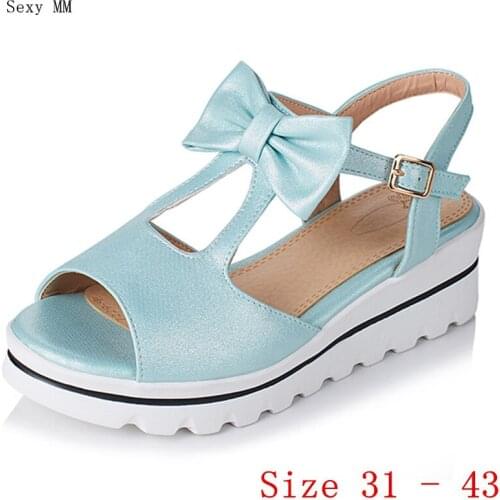 Slides Platform Sandals Women Shoes Wedges Gladiator Sandals Woman Med Heels Sandals Small Plus Size 31 32 33 - 40 41 42 43