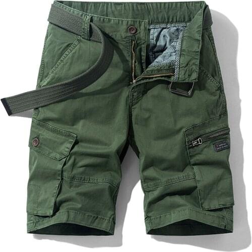 2021 New Summer Brand Casual Loose Fit Cotton Cargo Shorts Men Fashion Solid Vintage Washed Pockets Cargo Shorts Men Legwear