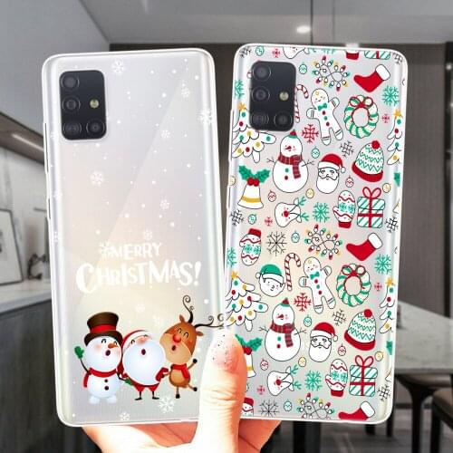 Cute Merry Christmas Santa Claus Elk Silicone Case Cover For Samsung A51 A71 A21S A01 A10 A11 A20 A30 A31 A40 A41 A50 A60 A70 A9