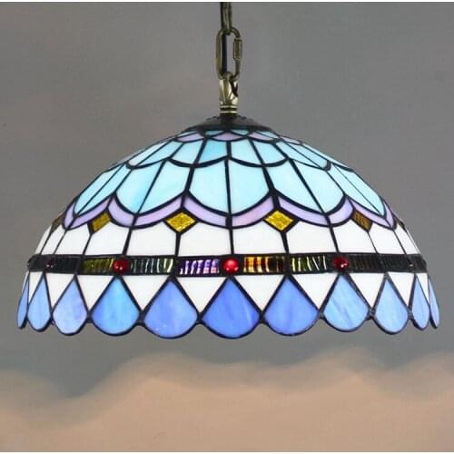 European-Style Modern Creative Tiffany Colorful Glass Mediterranean Restaurant Chandelier Bedroom Balcony Aisle Light 30cm