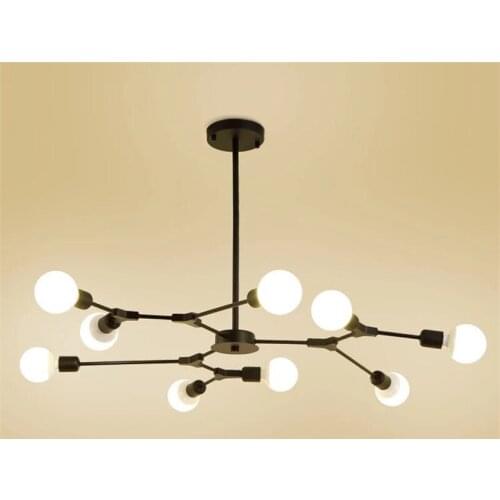 Aluminum Alloy LED Ceiling Chandelier 3/6/9 Heads Lights Black&Golden Hanging Chandelier Home Lighting E27 Blub Chandeliers Lamp