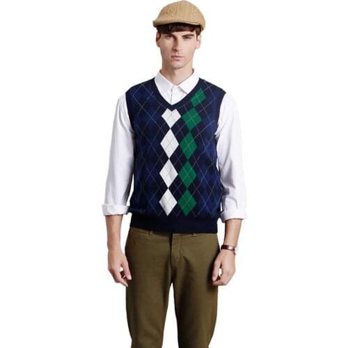 ZHILI Spring and Autumn Mens V-Neck Cashmere Vest