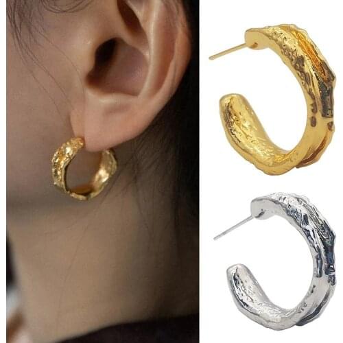 Lava Earrings female niche earrings retro European and American fold earrings irregular jewelry Earrings