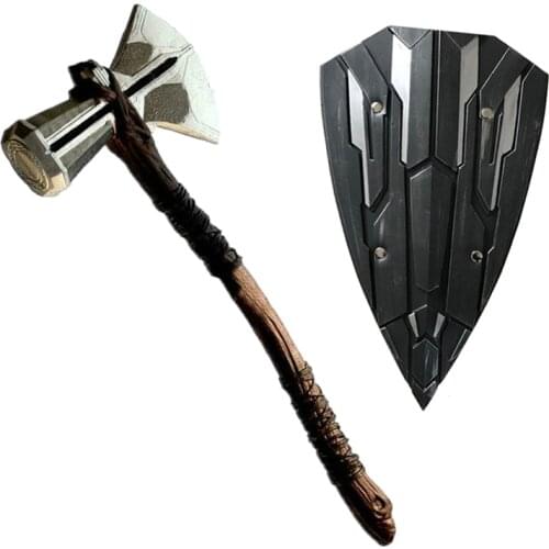 1: 1 44cm Cosplay Thunder Hammer 's Hammer Figure War Shield Children Role Playing Safety PU Toy