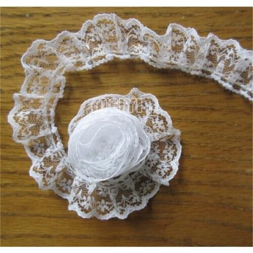 10 Meters 2cm White Pleated Organza Gathered Mesh Lace Edge Trim Ribbon Embroidered Applique Sewing Craft Wedding Dress Clothes