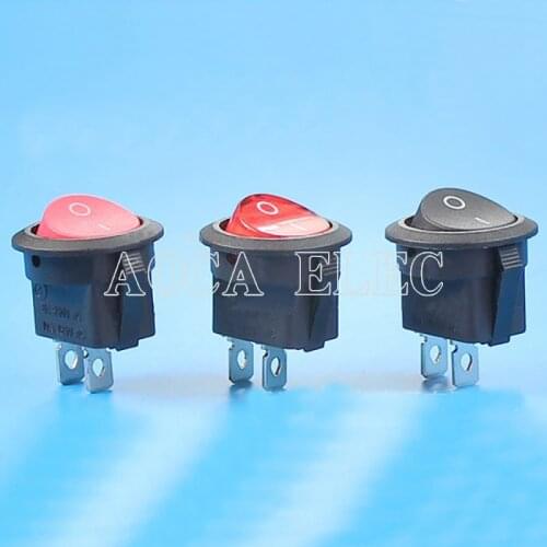 100PCS KCD1-8-101 ON OFF Single Pole 6A 250VAC Rocker Switch 2 Pin Round Shape With Solder Terminal