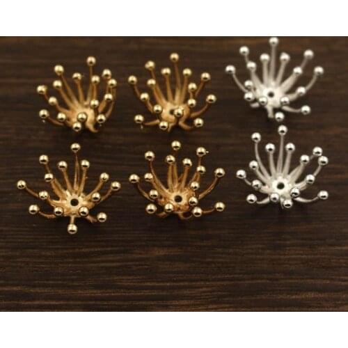 20pcs 18mm Stamping Filigree Pistil Stamens Flower Ball Pins Hole Center Charms Beads Caps High Quality Brass Metal Findings DIY