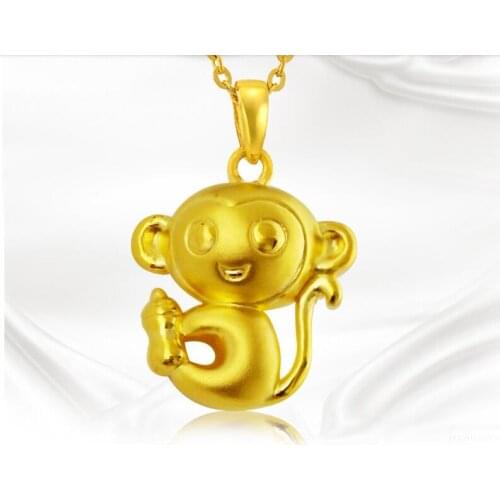 3D hard gold Zodiac pendant foot gold monkey pendant necklace female jewelry metal phase