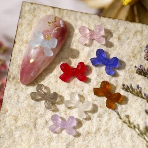 50Pcs Nail Jelly Rhinestones Resin 3D Nail Art Bowtie Charms 6.5x9mm Bowknot Nail Art Decal Pendant For Manicure UV Gel Stone
