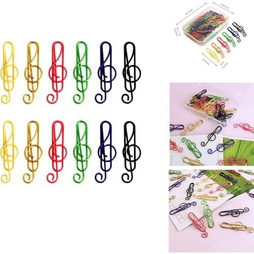 50pcs/box Colorful Music Note Shaped Paper Clips Decorative Colorful Decor For Office Stationery Paper Clip