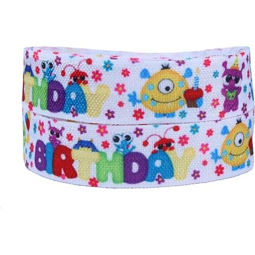 50 yards/lot) New arrival birthday gift cartoon toys printed foe fold over elastic for kids DIY