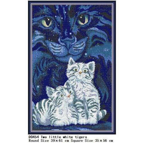 5D Full Round Drill Square Diamant DIY Diamond Painting Rhinestones Nature Animal Painting Two little white tigers Embroidery