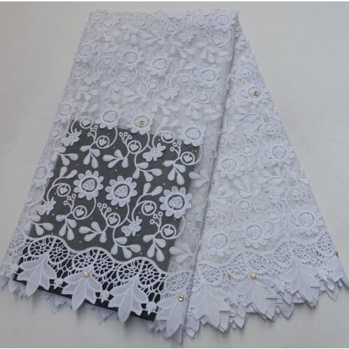 8 colors high quality rhinestones fixed African French net lace fabric in white with elegant embroidery for wedding party FLP183