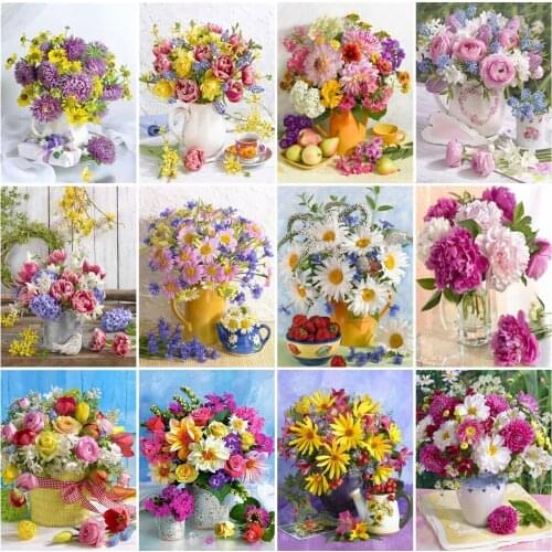 AZQSD Diamond Embroidery Rose Daisy Mosaic Rhinestones Diamond Painting Flower Cross Stitch Kits Handicraft Home Decoration