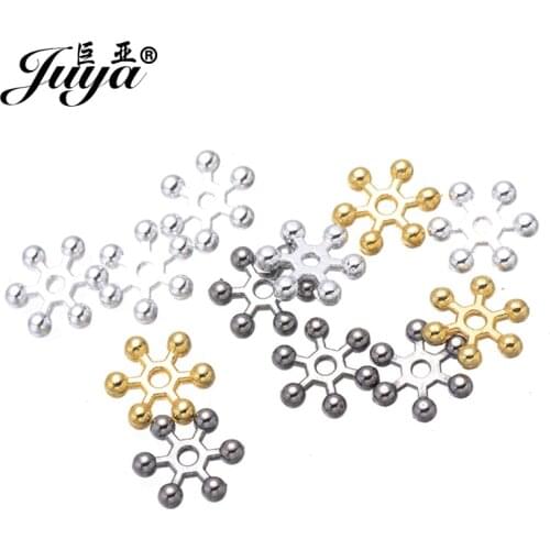 100pcs 4/6/8/10/12mm Snowflake Spacer Beads For Women Necklace Bracelet DIY Jewelry Making Findings Accessories Alloy Crafts