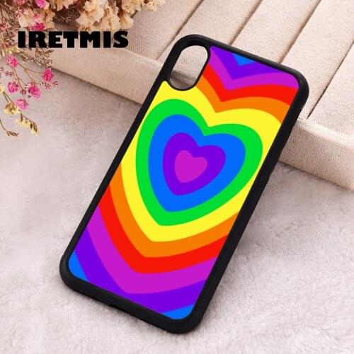 Iretmis 5 5S SE 2020 Phone Cover Case for iPhone 6 6S 7 8 Plus X Xs XR 11 12 Mini Pro Max Silicone TPU Rainbow Hearts