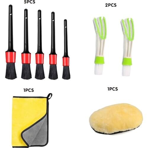 Car Cleaning Detailing Brush Set Dirt Dust Clean Brush for Clean Car Motorcycle Universal Interior Exterior Leather Air Vents