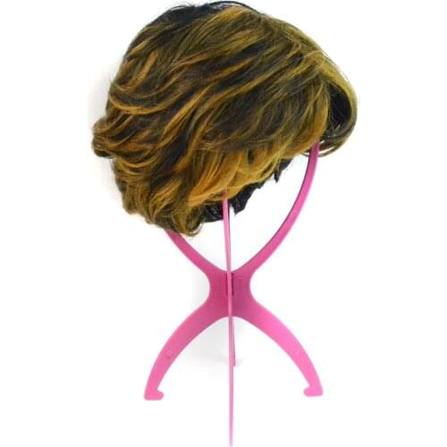 1PC Colorful Ajustable Wig Stands Plastic Hat Folding Durable Wig Head Holders Mannequin Head/Stand Portable Wig Stand Display S
