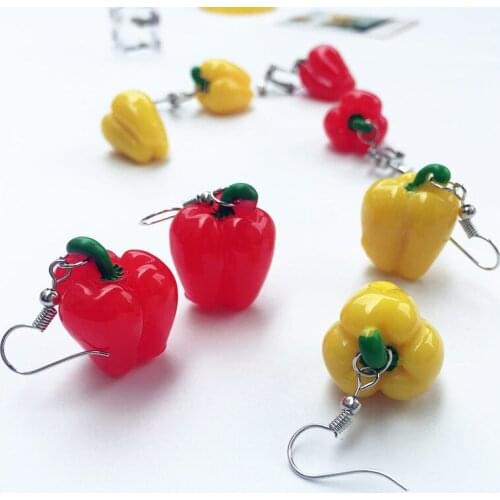 Interesting Red Pepper Drop Earrings For Women Resin Funny Food Vegetable Jewelry Unique Party Earrings Birthday Gift