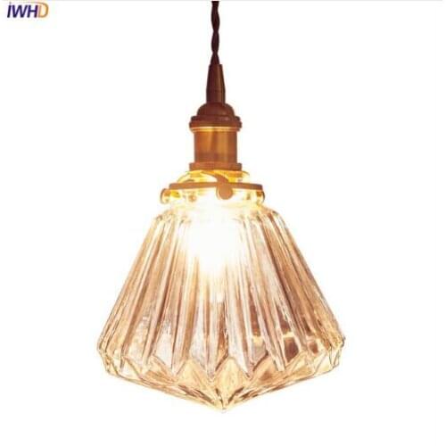 IWHD Nordic Japanese Style LED Pendant Lights Glass Lampshade Retro Loft Hanglamp Bar Cafe Home Lighting Suspension Luminaire