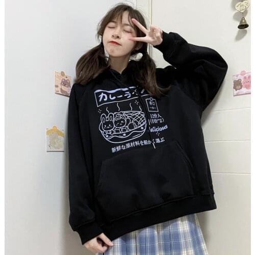 Korean Bear Rabbit Cute Cartoon Women Jk Hoodies Sweatshirts Loose Streetwear Top Y2k Vintage Punk Casual Harajuku Women Clothes