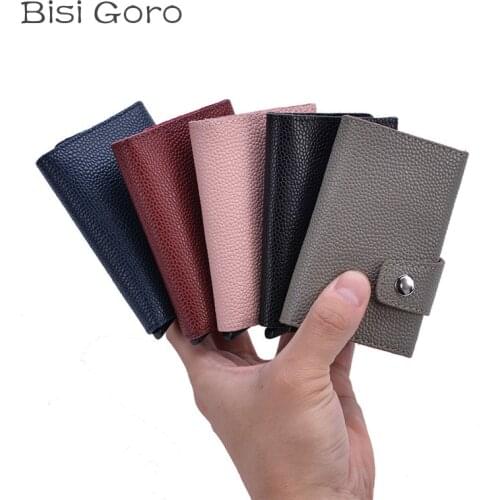 Bisi Goro Men Brand Genuine Wallet Credit Bank CardHolder Aluminum Alloy Luxury Business CardBag Casual Women Purse Gift For Men