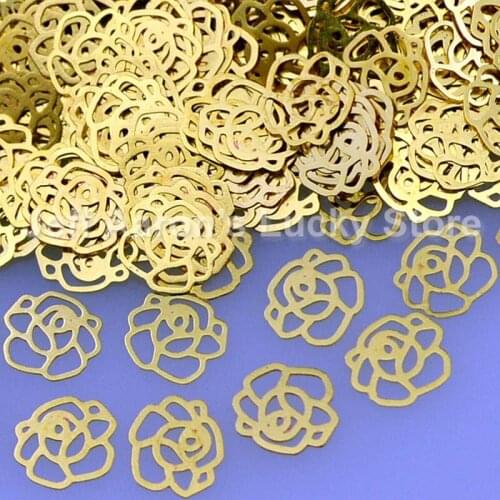 Beauty gold rose flower metal nail art decoration slice manicure nails decals sequin foil supplies tool #19
